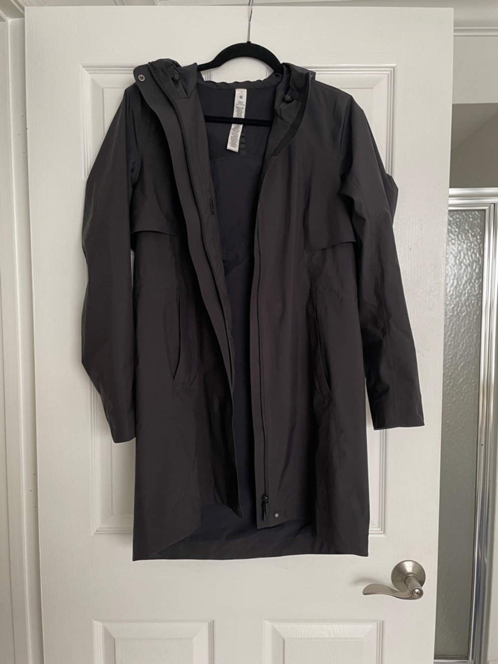 lululemon athletica Black Hooded Trench Raincoat